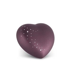 Urnwebshop Kleine Hart Urn Fluweel Berry, Swarovski Sterrenregen (0.5 liter)