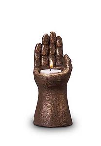 Urnwebshop Keramische Mini Art Urn Handje met Lichtje (0.1 liter)
