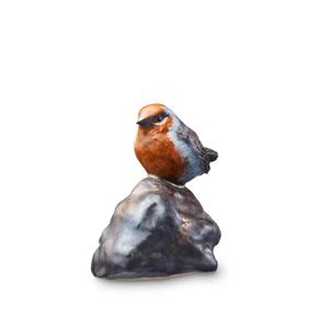 Urnwebshop Keramische Miniurn Roodborstje op Rots (0.3 liter)