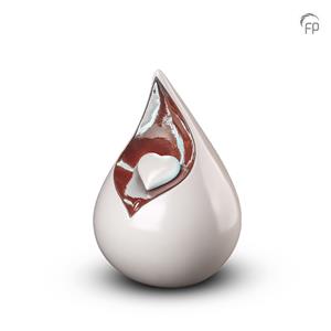Urnwebshop Medium Keramische Celest Traan Urn Parelwit - Hart (1.9 liter)