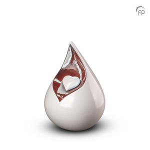 Urnwebshop Kleine Keramische Celest Traan Urn Parelwit - Hart (0.4 liter)