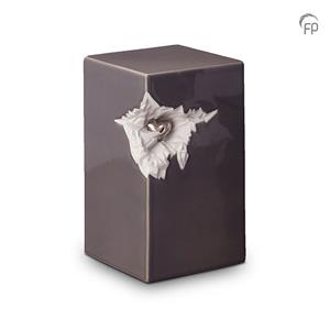 Urnwebshop Grote Keramische Urn Shiney Grey, Zilver Hart (5 liter)