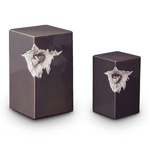 Urnwebshop Kleine Keramische Urn Shiney Grey, Zilver Hart (1.5 liter)