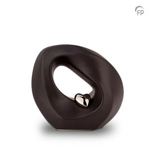 Urnwebshop Mini Keramische Urn Antraciet, Zilver Hart (0.9 liter)