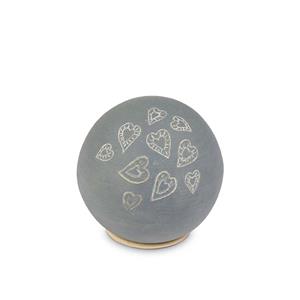 Urnwebshop Mini Keramische Bol Urn Grijs Slib Hartjes (0.25 liter)