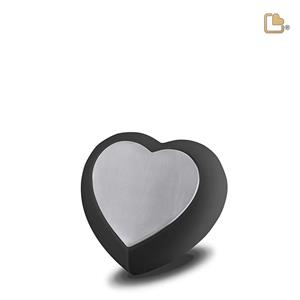 Urnwebshop LoveUrns Design Harturn Matzilver - Zwart (0.05 liter)