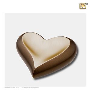 Urnwebshop LoveUrns Design Hart Urn Kastanjebruin - Matgoud (0.05 liter)