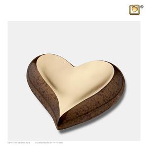 Urnwebshop LoveUrns Design Hart Urn Gespikkeld Kastanje - Matgoud (0.05 liter)