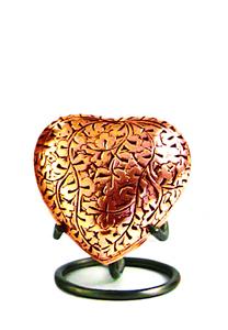 Urnwebshop Oak Copper Hart Urn, inclusief Standaard (0.11 liter)