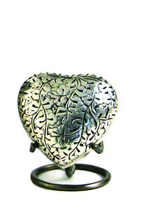 Urnwebshop Oak Antique Silver Hart Urn, inclusief Standaard (0.11 liter)