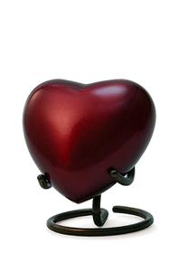 Urnwebshop Trinity Crimson Dark Red Hart Urn, inclusief Standaard (0.11 liter)