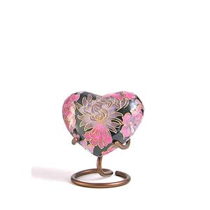 Urnwebshop Elite Floral Blush Cloisonne Hart Urn, inclusief Standaard (0.11 liter)