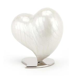 Urnwebshop Middelgrote Mother of Pearl Hart Urn Parelwit (1.5 liter)