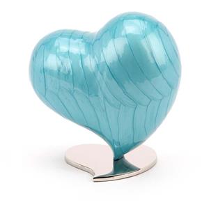 Urnwebshop Middelgrote Mother of Pearl Hart Urn Azuurblauw (1.5 liter)