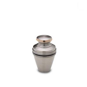 Urnwebshop Mini Urn Matzilver Zwarte en Messing Sierbanden (0.05 liter)