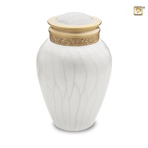 Urnwebshop Kleine Blessing Urn Witmarmer, Gouden Sierand (0.8 liter)