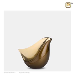 Urnwebshop Mini Lovebird Urn Golden Brown - Gehamerd Goud (0.05 liter)