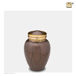 Urnwebshop Mini Blessing Urn Bruinmarmer, Gouden sierrand (0.085 liter)
