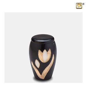 Urnwebshop Messing Mini Urn Midnight Zwart - Messing Tulp (0.11 liter)