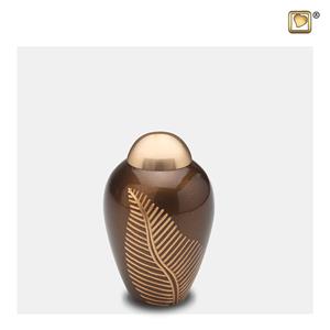 Urnwebshop Messing Mini Urn Golden Brown Feather (0.05 liter)