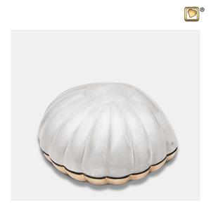 Urnwebshop Mini Schelp Urn Parelwit Gemarmerd (0.08 liter)