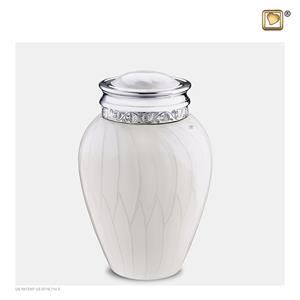 Urnwebshop Kleine Blessing Urn Witmarmer, Zilver Sierrand (0.8 liter)