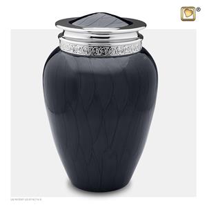 Urnwebshop Grote Blessing Urn Zwartmarmer, Zilver Sierand (3.9 liter)