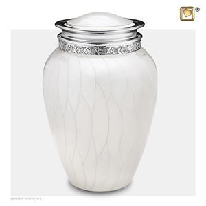 Urnwebshop Grote Blessing Urn Witmarmer, Zilver Sierrand (3.9 liter)