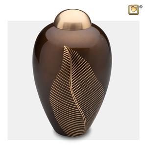 Urnwebshop Grote Messing Urn Golden Brown, Bronze Feather (2.9 liter)