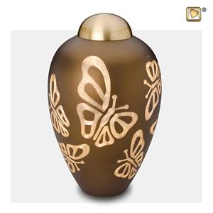 Urnwebshop Grote Messing Vaasurn Golden Brown Vlinders (2.9 liter)