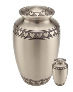 Urnwebshop Grote Messing Urn Klassiek Tin Hartjes (3.5 liter)
