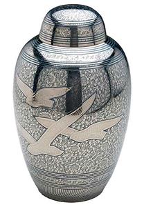 Urnwebshop Grote Messing Urn Vogels Blauw (3.2 liter)