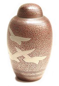Urnwebshop Grote Messing Urn Vogels Rood (3.2 liter)