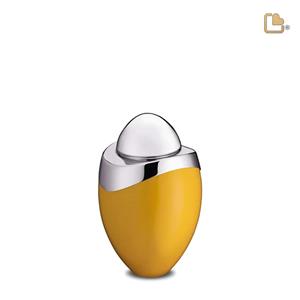 Urnwebshop Mini LoveUrns Amor Urn Geel, Glimmend Zilver Deksel (0.05 liter)