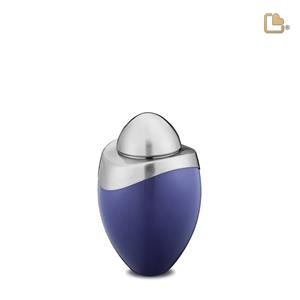 Urnwebshop Mini LoveUrns Amor Urn Blauw, Matzilver Deksel (0.05 liter)