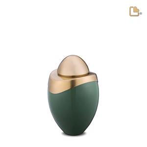 Urnwebshop Mini LoveUrns Amor Urn Saliegroen, Matgouden Deksel (0.05 liter)