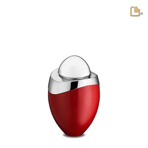 Urnwebshop Mini LoveUrns Amor Urn Rood, Glimmend Zilver Deksel (0.05 liter)