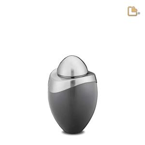 Urnwebshop Mini LoveUrns Amor Urn Frans Grijs, Matzilver Deksel (0.05 liter)