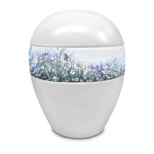 Urnwebshop Grote Porseleinen Pot Urn Madeliefjes - Vlinder (5 liter)