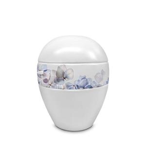 Urnwebshop Kleine Porseleinen Pot Urn Blauwe Bloemen (0.6 liter)