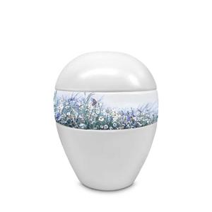 Urnwebshop Kleine Porseleinen Pot Urn Madeliefjes - Vlinder (0.6 liter)