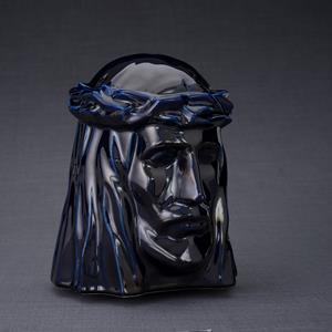 Urnwebshop Keramische Crematie As Urn De Christus Cobalt Metallic (5.1 liter)