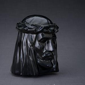 Urnwebshop Keramische Crematie As Urn De Christus Black Gloss (5.1 liter)