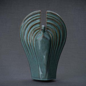 Urnwebshop Keramische Crematie As Urn Guardian Green Oiled (3.2 liter)