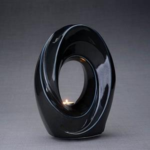 Urnwebshop Keramische Crematie As Urn Passage Black Gloss (3.2 liter)