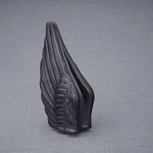 Urnwebshop Keramische Mini Urn Wings Matzwart (0.22 liter)