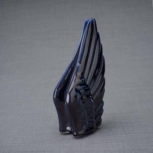 Urnwebshop Keramische Mini Urn Wings Kobalt Metallic (0.22 liter)