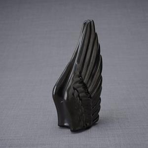 Urnwebshop Keramische Mini Urn Wings Inktzwart (0.22 liter)