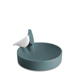 Urnwebshop LoveUrns Forever Porcelain Waterbak, 2 Vogeltjes Wit - Mosgroen