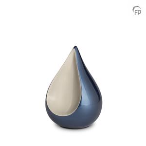 Urnwebshop Kleine Teardrop Urn Blauw - Matzilver (0.7 liter)